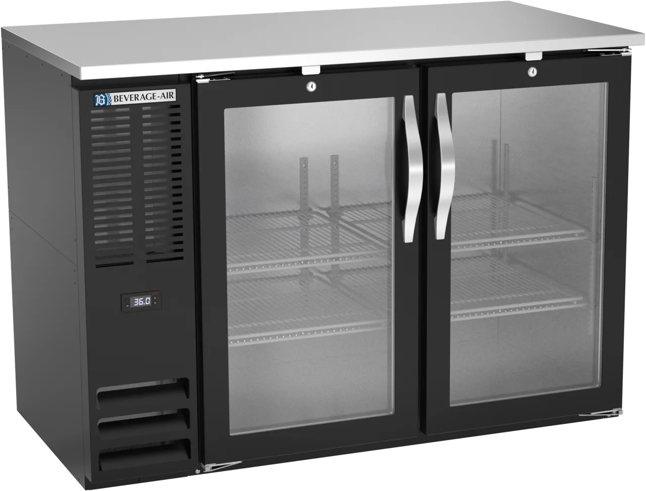 Beverage Air BBN48HC-FG-B Bar Cooler 48"W X 26-3/8"D X 34"H 12.56 Cu Ft Black Glass Doors LED R290