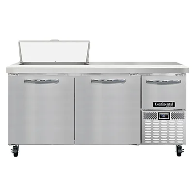Continental Refrigerator RA68N8 68" 3-Door Sandwich and Salad Prep Table, 8 Pans, Stainless Steel