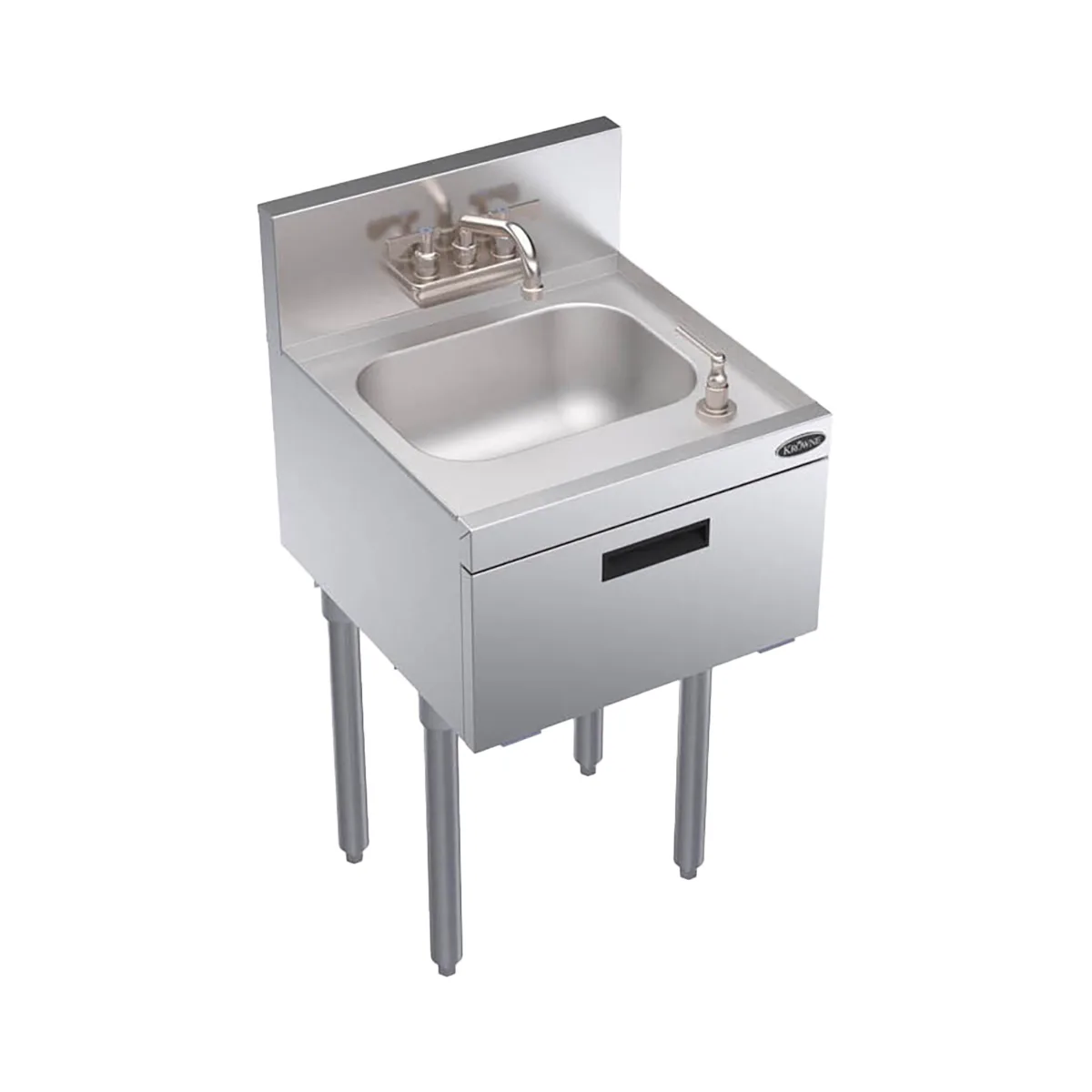 Krowne KR19-18ST 18" Free Standing Underbar Hand Sink Unit with Soap & Towel Dispenser