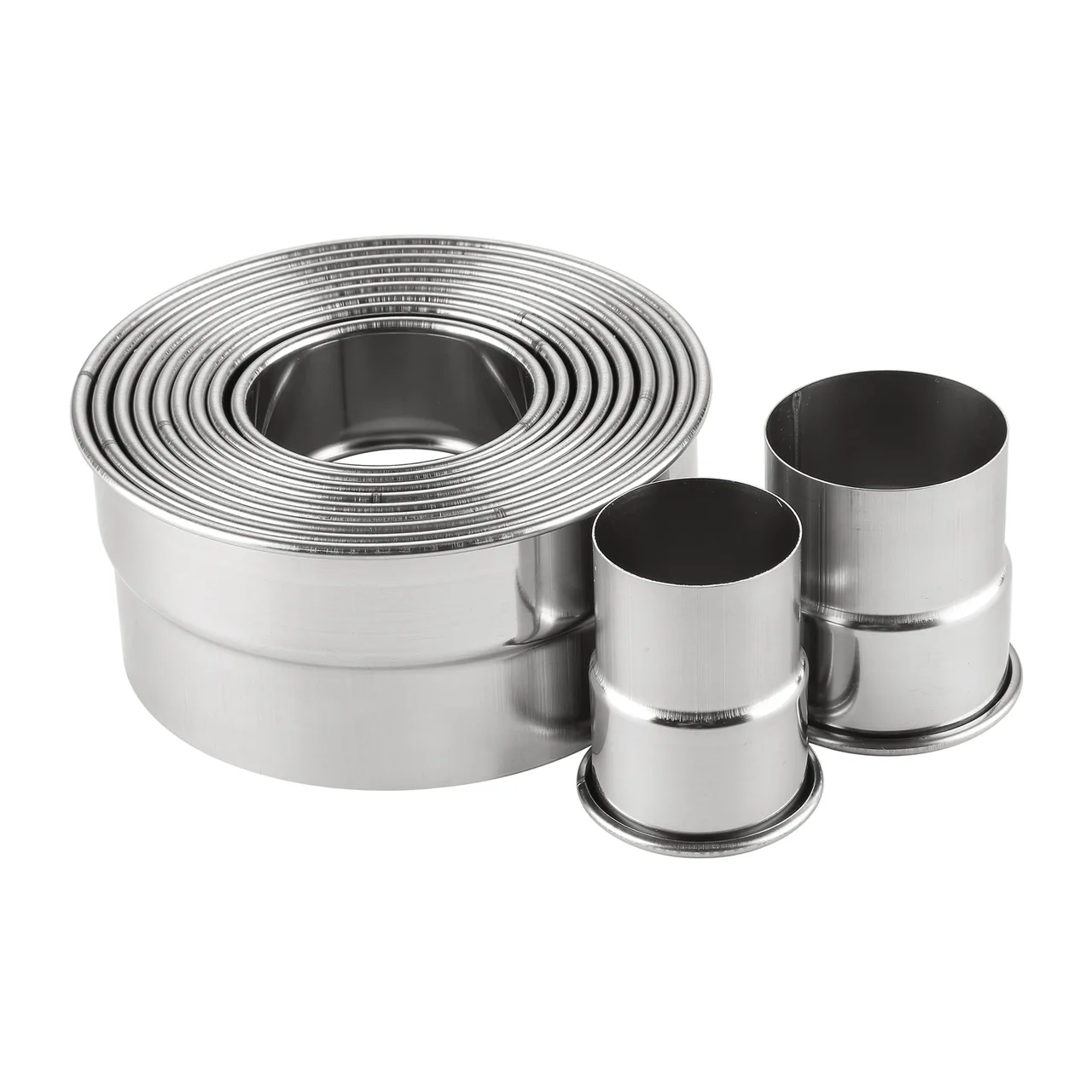 CAC China B10CT-11P Round Cookie Pastry Cutter Set 11-Piece 2"H Plain Edge - Set