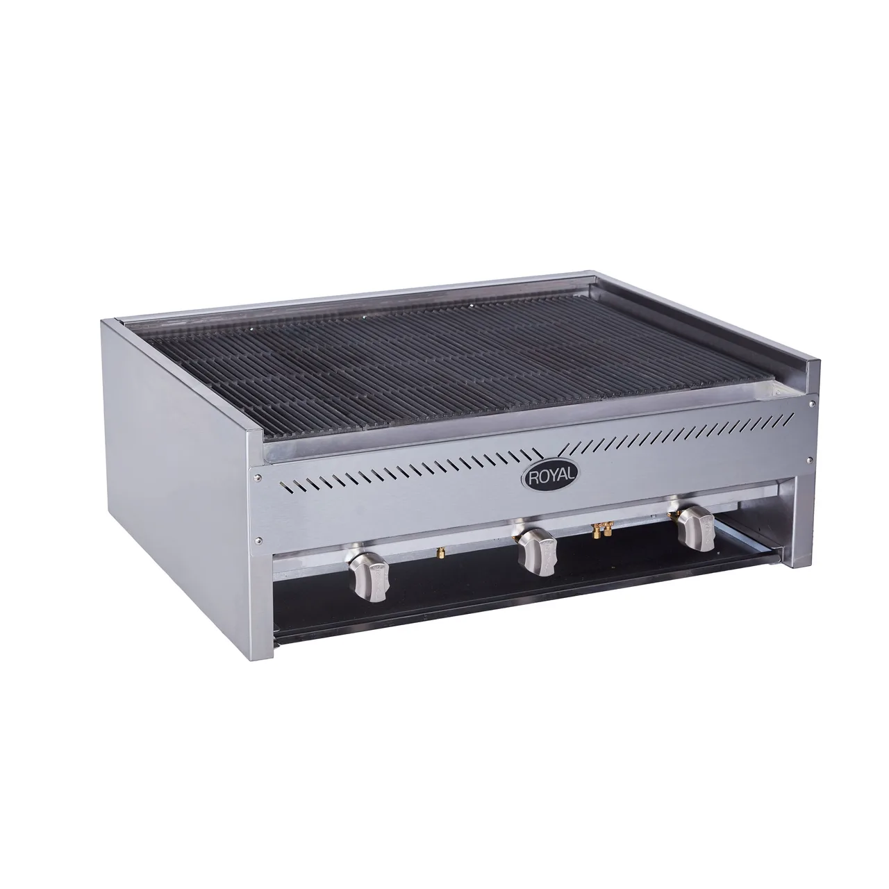 Royal Range of California RCB-24 24" Countertop Gas Lava Rock Charbroiler, (2) Burners, 80.000 BTU
