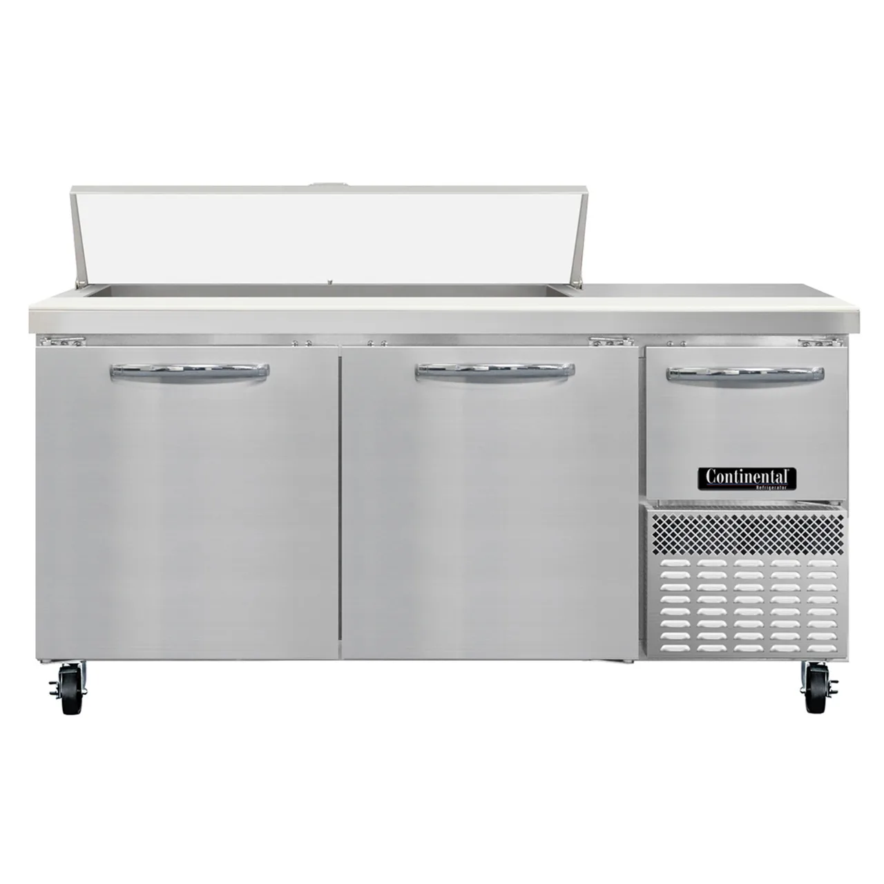 Continental Refrigerator RA68SN12 68" 3-Door Sandwich and Salad Prep Table, 12 Pans, Stainless Steel
