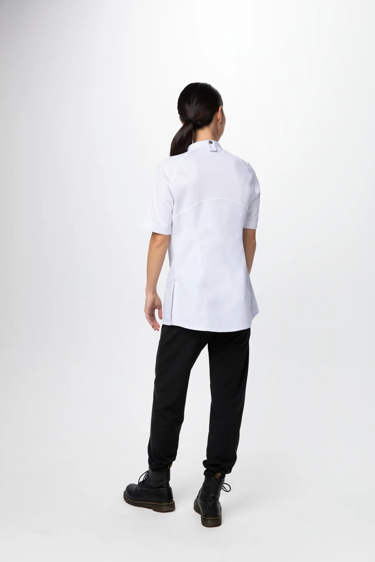 Chef Works CBZ03W-WHT-S Women'S Varkala Chef Coat, White, Short Sleeve, Poly/Cotton, S - 1/Case
