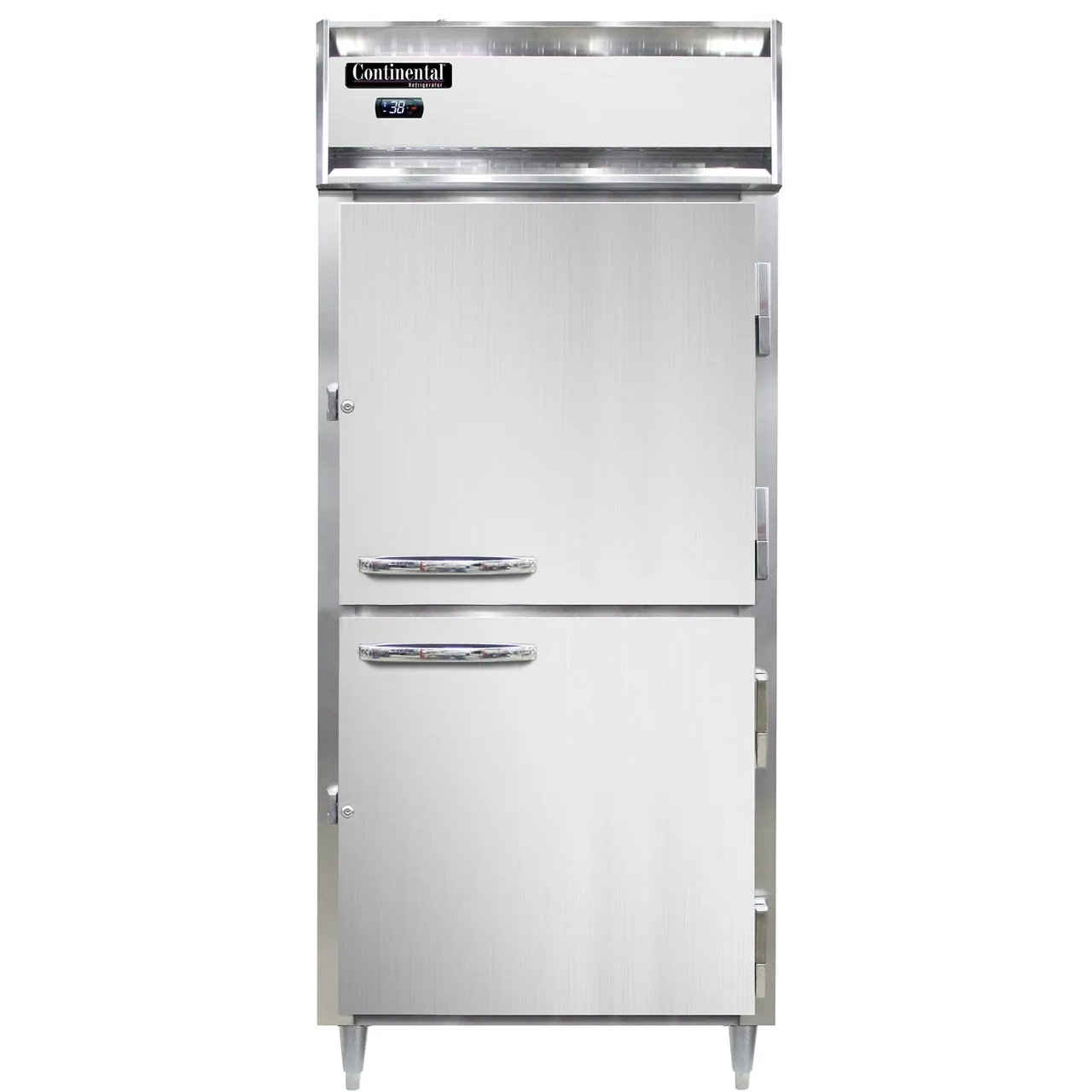 Continental Refrigerator D1RXNSSHD 36" 1-Section Reach-In Refrigerator w/ 2 Half Solid Doors, All Stainless Steel, 32 cu. ft.