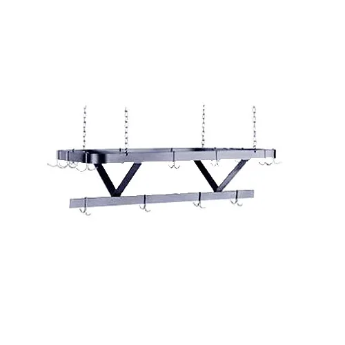 ATS MET-PRC-36 Stainless Steel Triple Bar Ceiling Mounted Pot Rack w/ 12 Double Pot Hooks - 36"W x 22"D