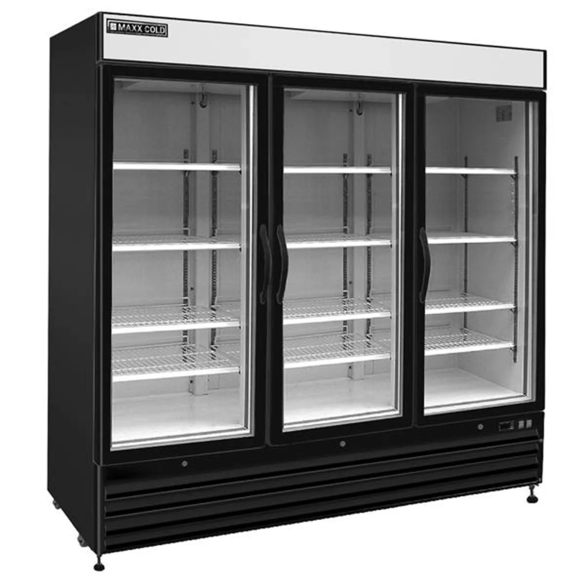 Maxx Cold MXM3-72RBHC 81" Refrigerated Merchandiser in Black, w/ 3 Glass Door, 72 cu.ft.