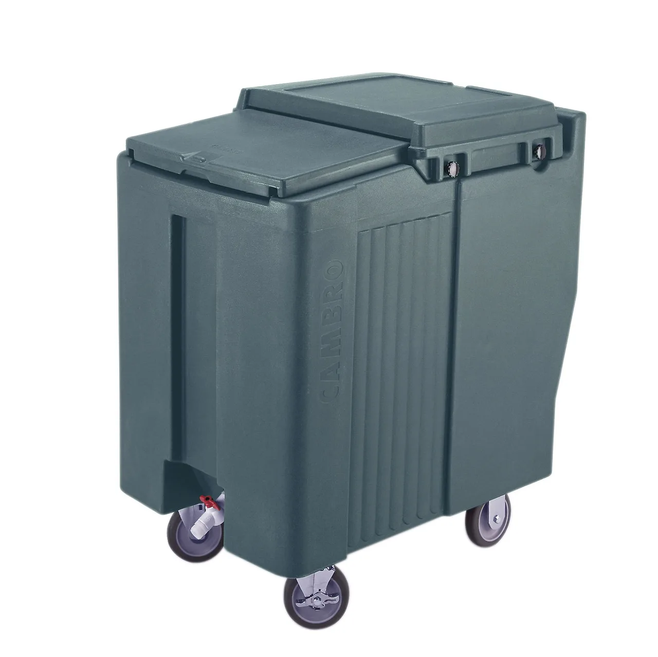 Cambro ICS175T191 Plastic Tall Mobile Ice Bin / Ice Caddy, 175 lb, Granite Gray