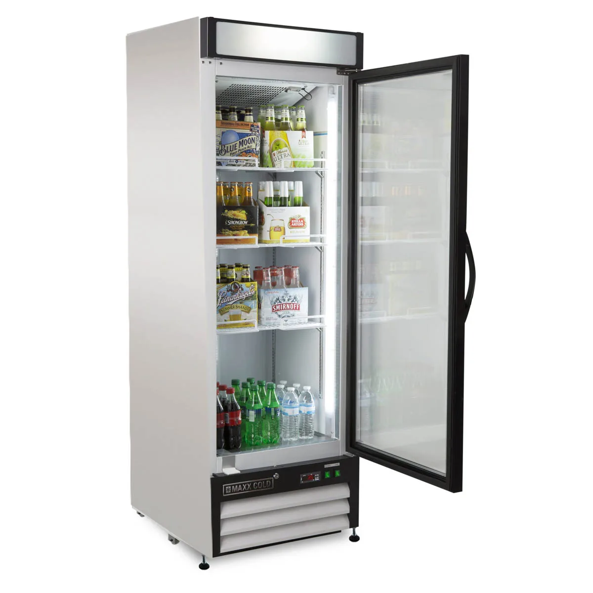 Maxx Cold MXM1-23RHC 27" Merchandiser Refrigerator in White w/ Glass Door, 23 cu.ft. 