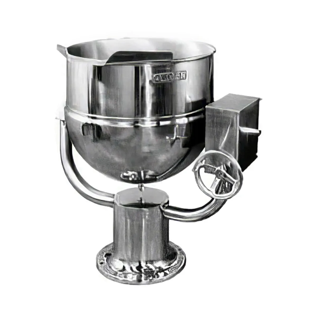 Groen D-40 40 Gallon Floor Tilting 2/3 Steam Jacketed Direct Steam Kettle w/ Pedestal Base