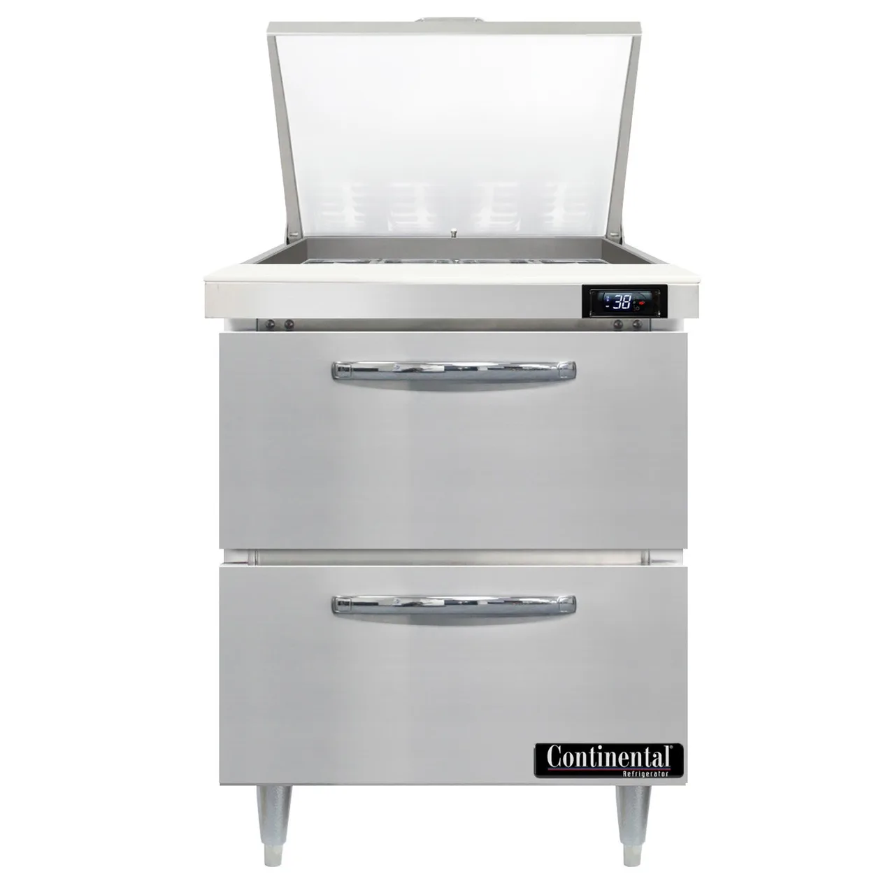 Continental Refrigerator D27N12M-D 27" Mega Top Sandwich Prep Table w/ 2 Drawers, 12 pans