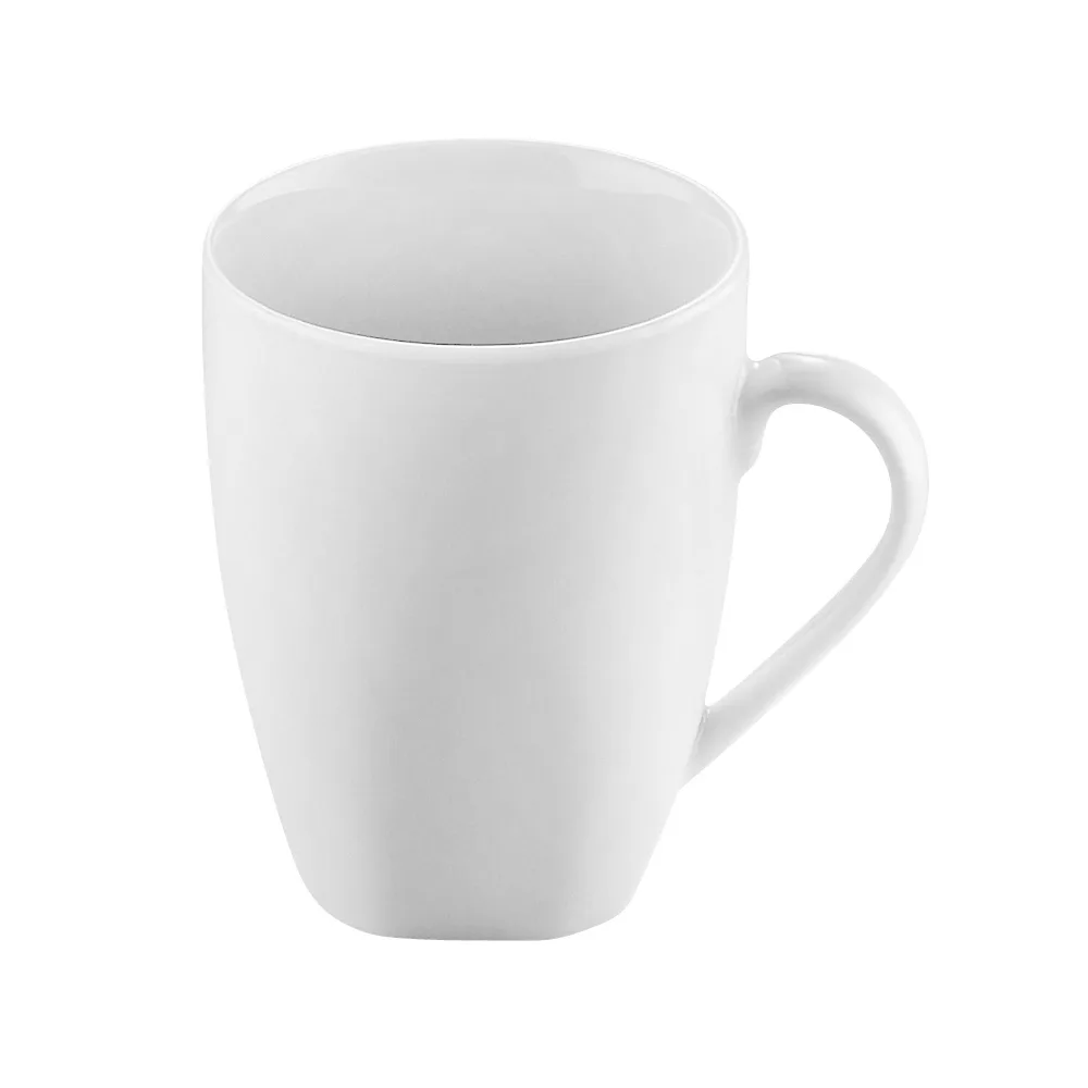 CAC China UVS-Q10 Square China Mug, 10‑Ounce 3.25"×4.125" Porcelain White Microwave Safe - 1 Dozen