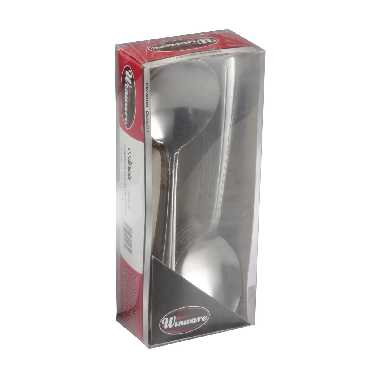 Winco 0081-04 - 6" Dominion Soup Bouillon Spoon, 18/0 stainless steel, vibro finish - 24/Pack