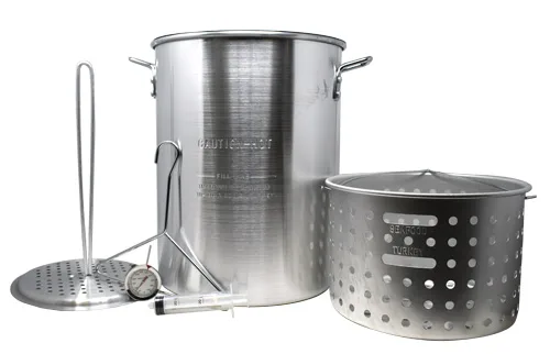 Omcan USA 47172 Fryer/Boiler/Steamer Set, 30qt 12.9"x15.4" Pot Lid, 10qt 12.2"x5.1" Pot, Aluminum