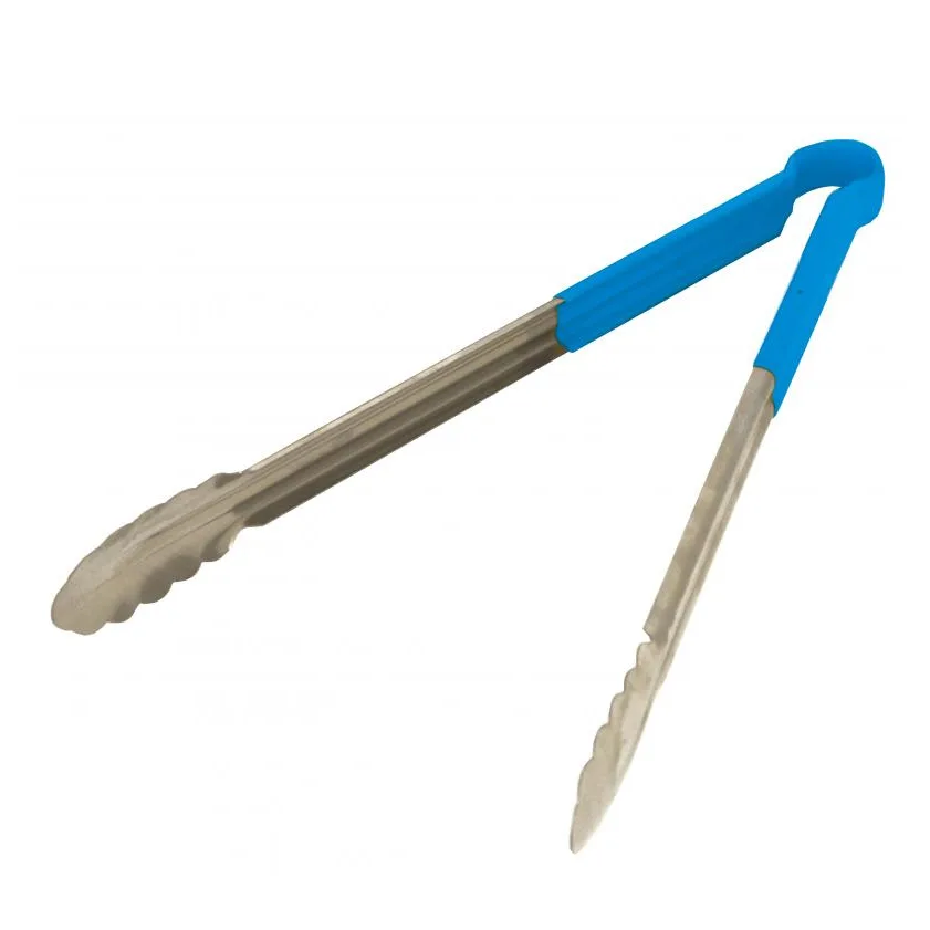 Omcan USA 80548 Utility Tongs – 12" Stainless Steel, Blue Coated Handle, 12‑13" Length, Kitchen Tool