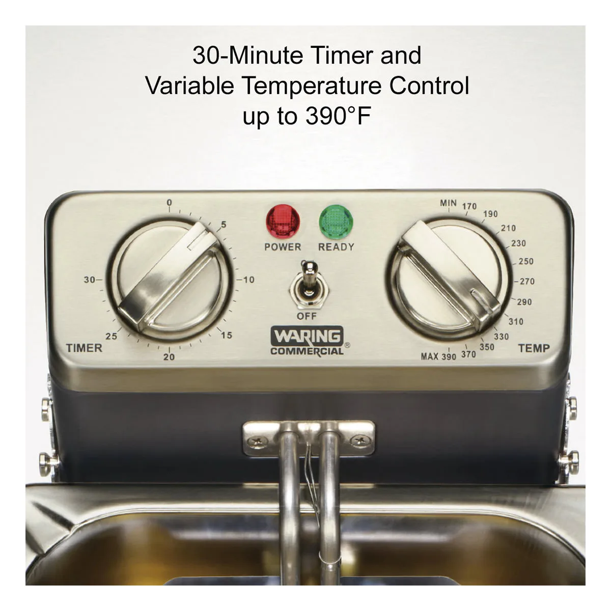 Waring WDF1000 Full Pot Countertop Electric Fryer w/ 10-Lb. Capacity, 2 Twin & 1 Large Basket