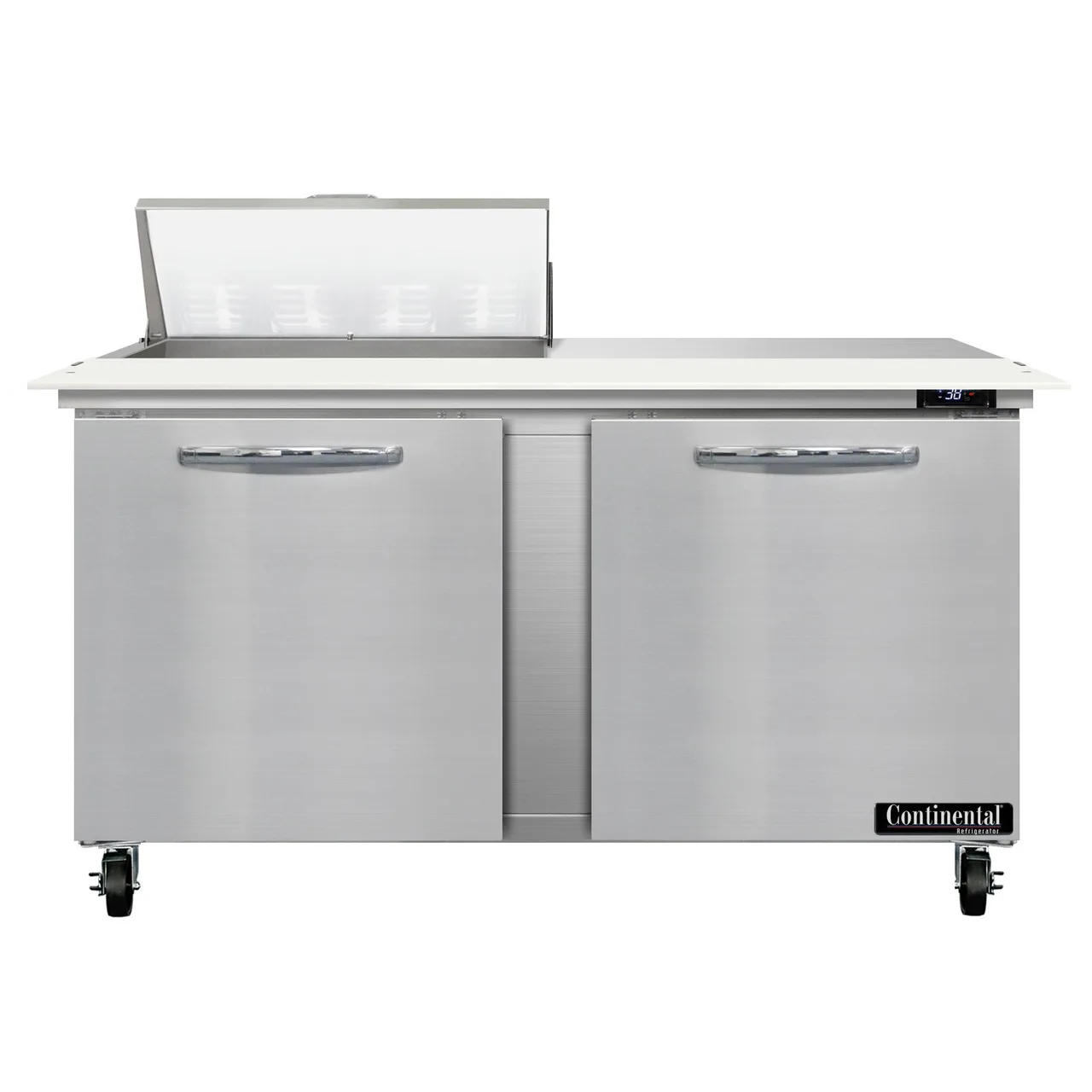 Continental Refrigerator SW60N8C 60" Sandwich / Salad Prep Table w/ 2 Doors, 8 Pans