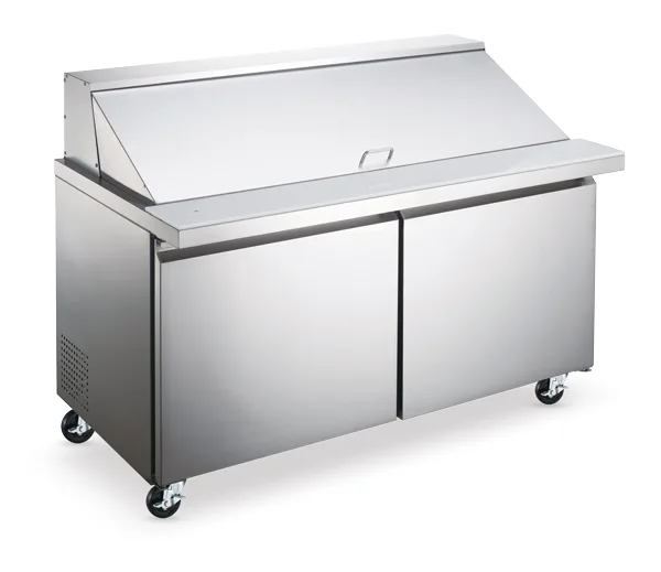 Omcan USA 59051 60" Two Section Mega Top Sandwich / Salad Prep Table w/ 2 Doors, 24 Pans