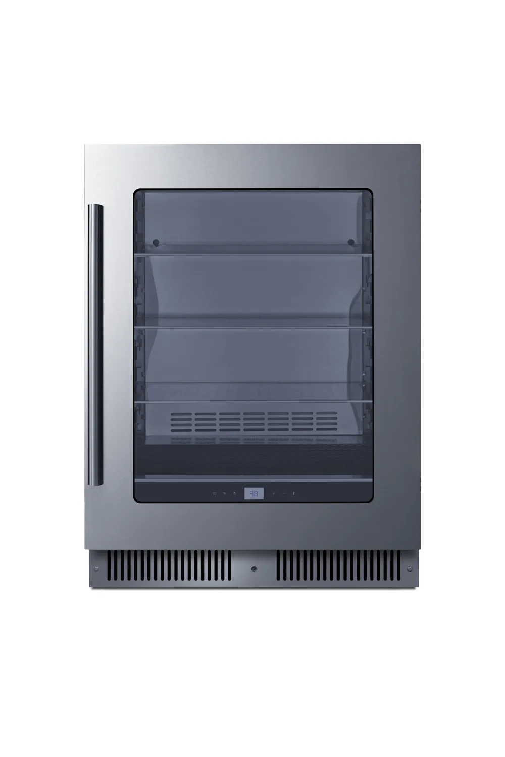Summit CL24BV1 24" Undercounter Center, 4.73 cu ft, Stainless Steel Finish, Glass Door, Lighting