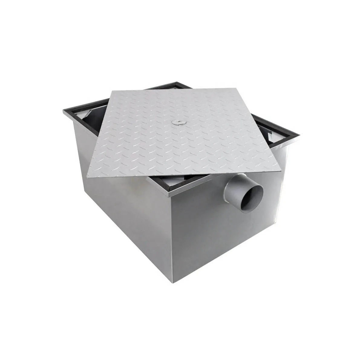 Omcan USA 46561 4" Inlet/Outlet Grease Trap, 100 Lbs. Capacity - 50 GPM