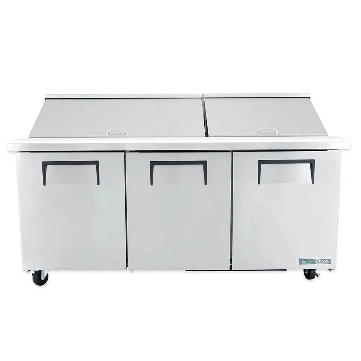 True TSSU-72-30M-B-ST-HC~SPEC3 72" Mega Top Sandwich/Salad Prep Table w/ 3 Doors, 30 Pans