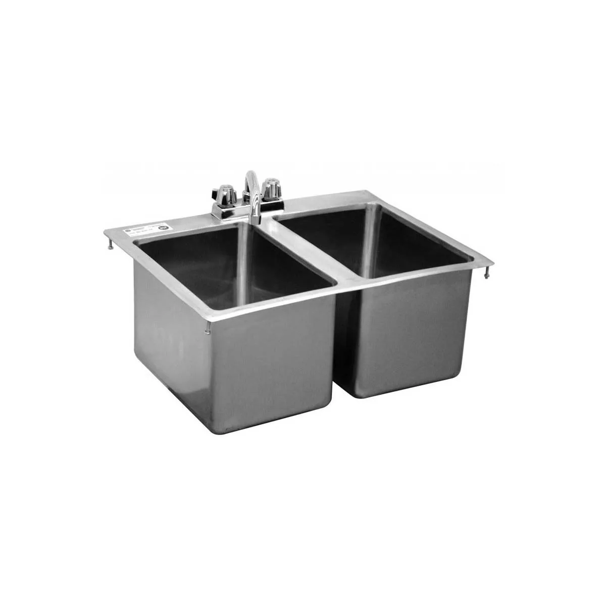 Serv-Ware DIS-2C1014-CWP 24" Drop-In Sink, 10"W x 14"L x 10"D Bowl / (2) Compartment