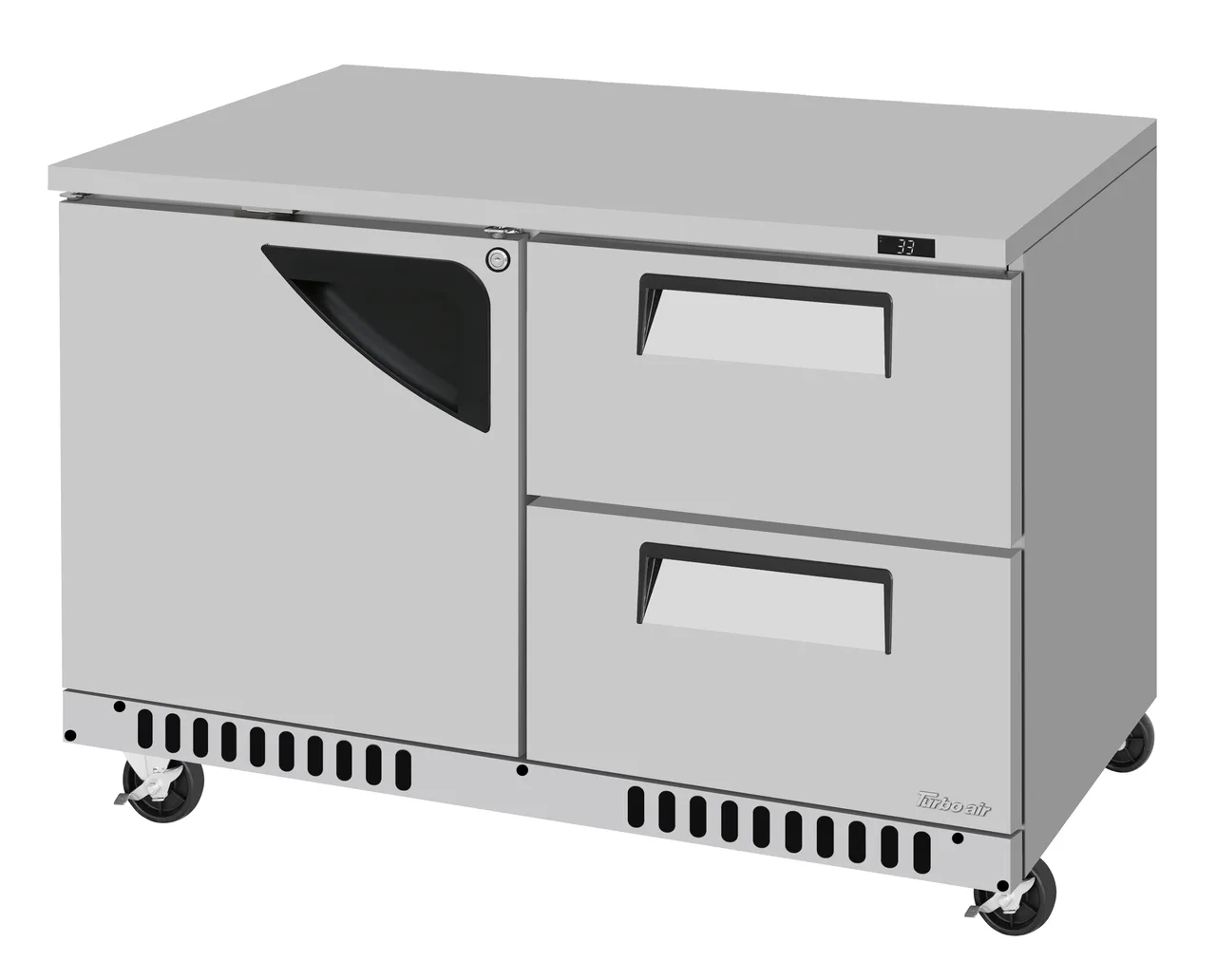 Turbo Air TUR-48SD-D2R(L)-FB-N 48" 1-Door 2-Drawer Undercounter Refrigerator, Front Breathing, 11.1 cu ft.