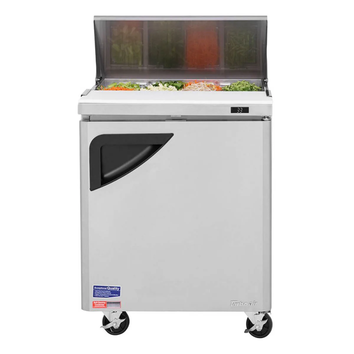 Turbo Air TST-28SD-N 27" One Section Sandwich / Salad Prep Table w/ 1 Door, 8 Pans