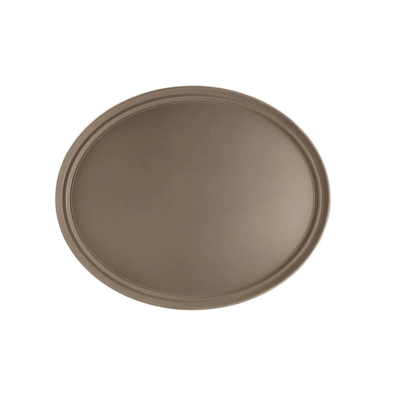 CAC China FGTO-2722BN Oval Non-Slip Serving Tray, 27" x 22", Fiberglass, Brown