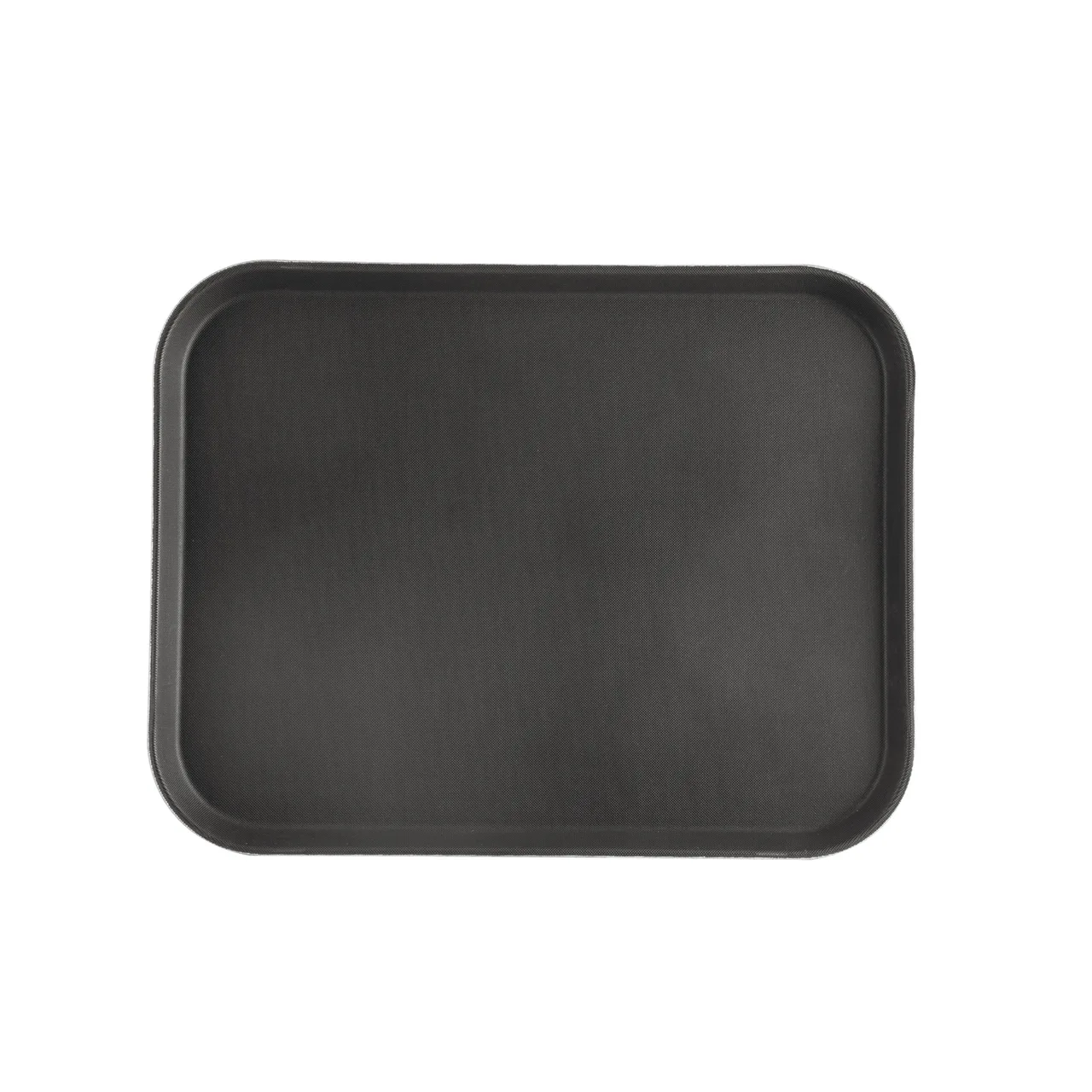 CAC China FGTD-1418BK Non-Slip Serving Tray, 18"L x 14"W, Rectangle, Fiberglass, Black, NSF