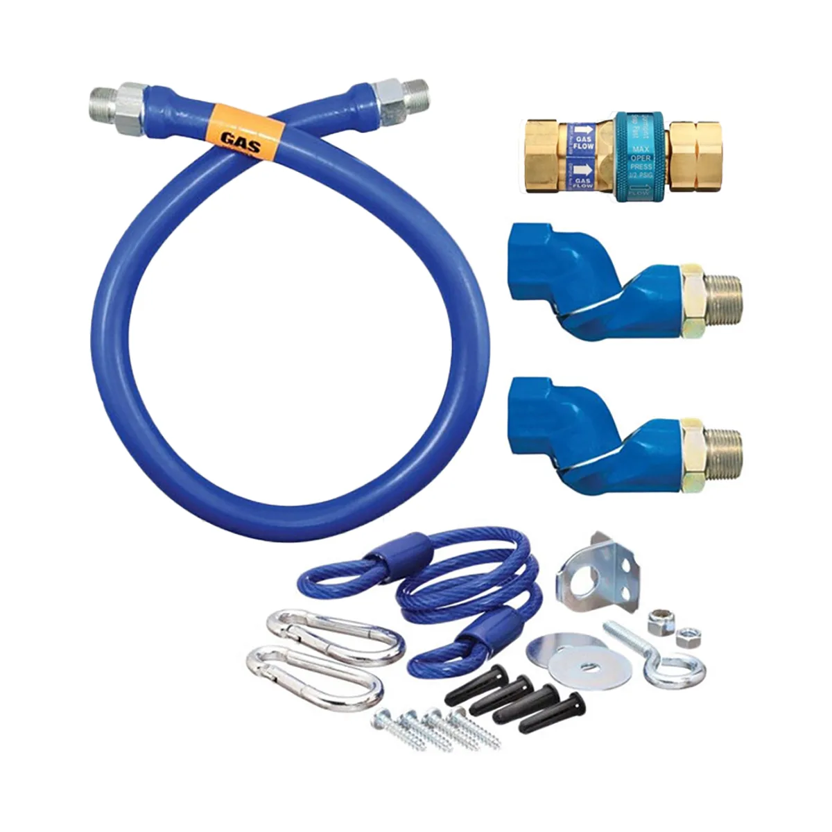 Dormont 16100BPQ2SR72 SnapFast 72" Gas Connector Kit w/ Double Swivel MAX and Restraining Cable, 1" Dia