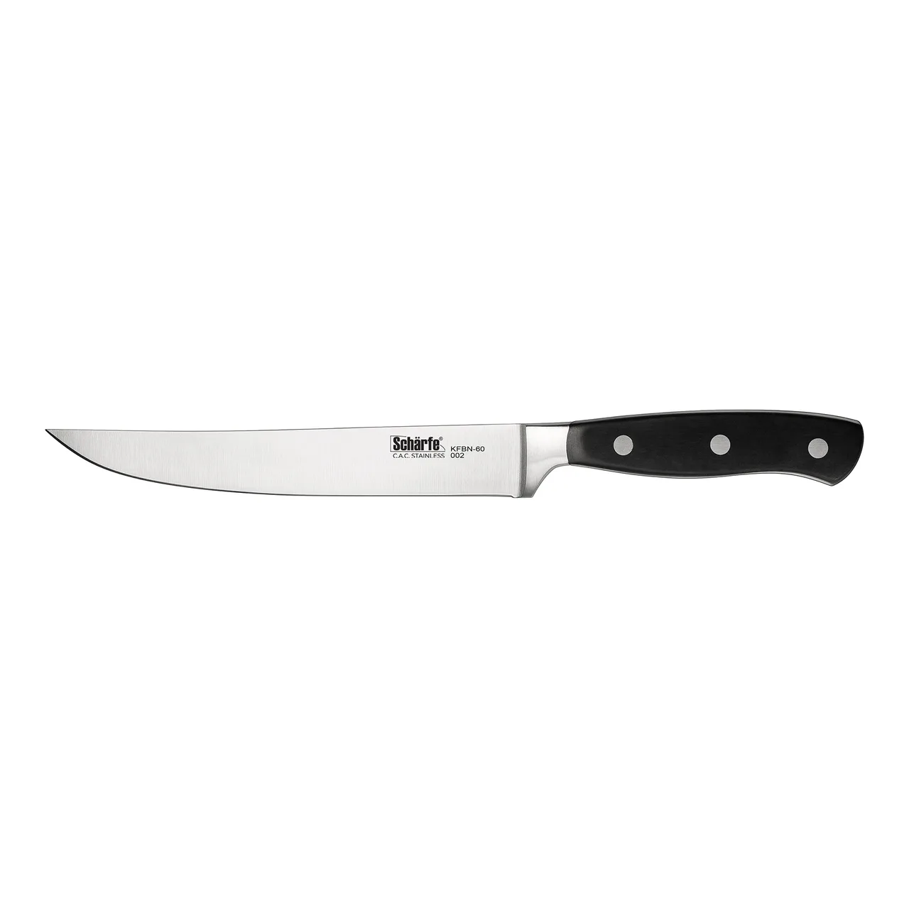CAC China KFBN-60 Scharfe Boning Knife, 6" High-Carbon Steel, Ice-Tempered, Black Handle