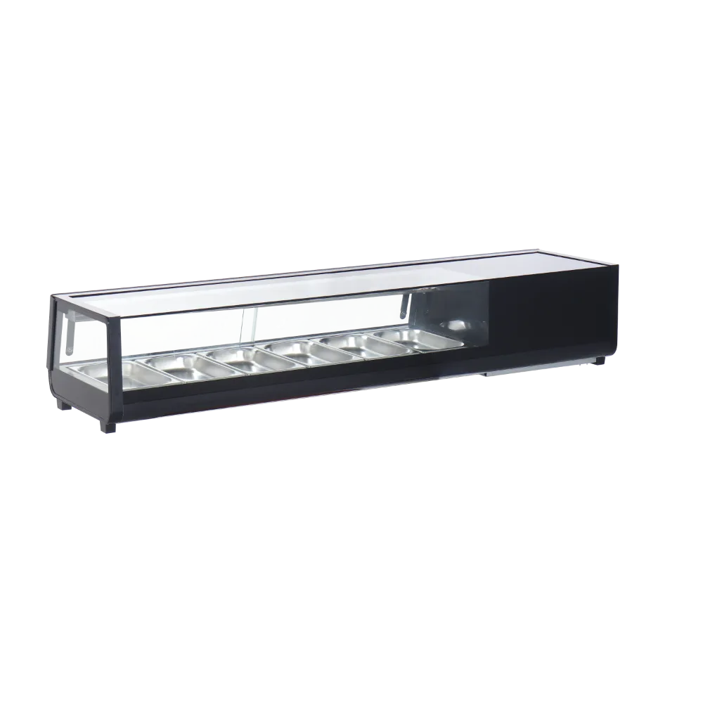 Omcan USA 48669 Countertop Sushi Display Case, 60" Width, 62 L Capacity, Black Finish, LED Lighting