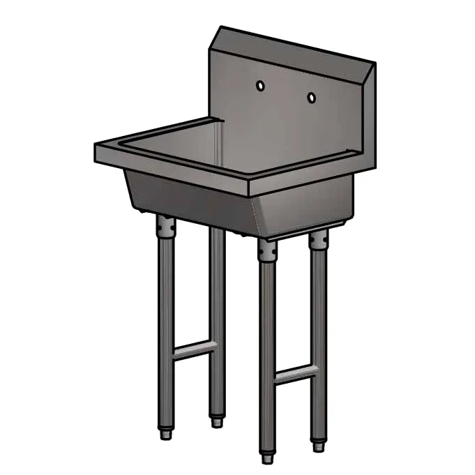 BK Resources MSHS-24F2 24" Freestanding Hand Sink without Faucet - 14 gauge / Double Holes