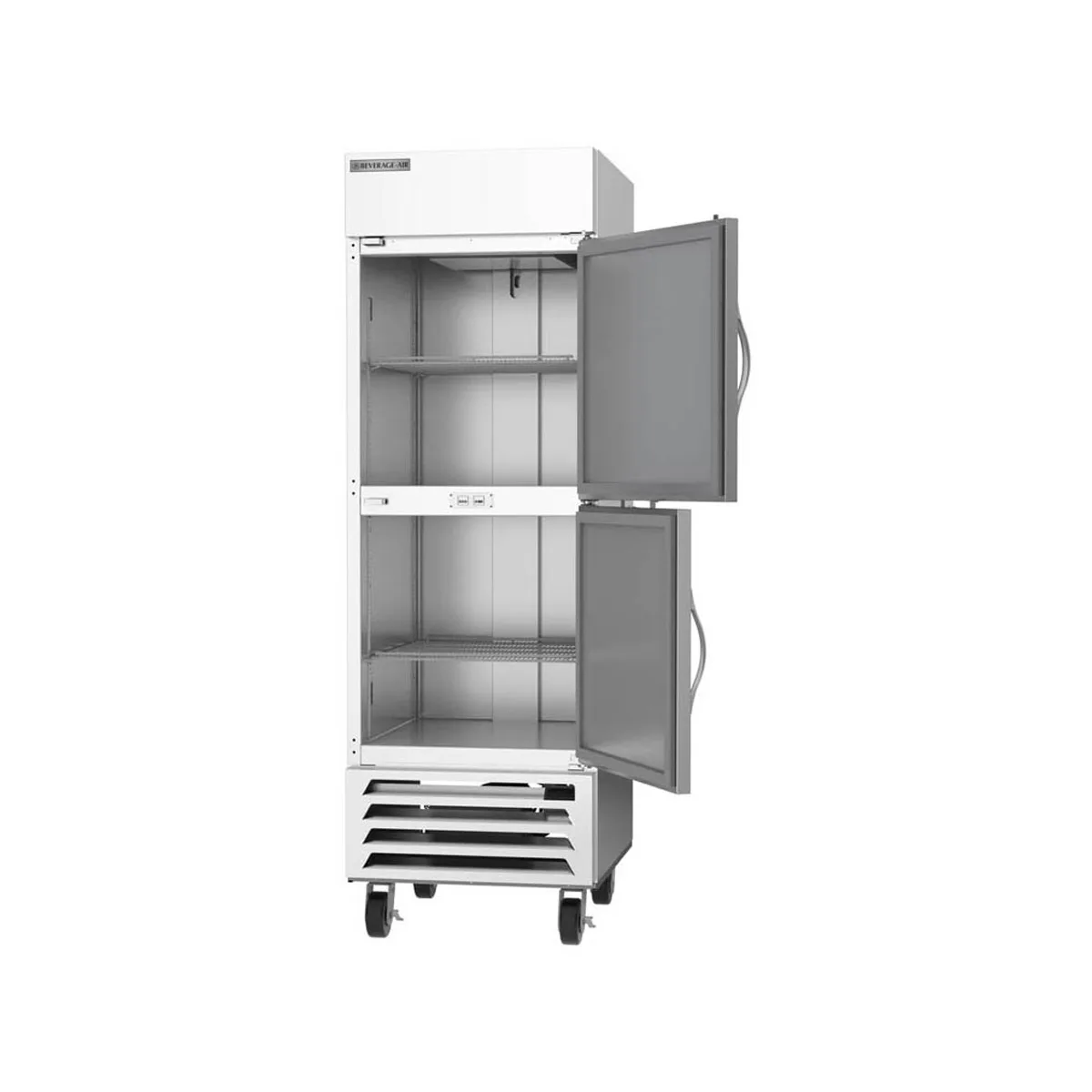 Beverage Air HBF23HC-1-HS 27" 1-Section Reach-In Freezer, 2 Half Solid Doors, Bottom Mount, 23.32 cu. ft., Stainless Steel
