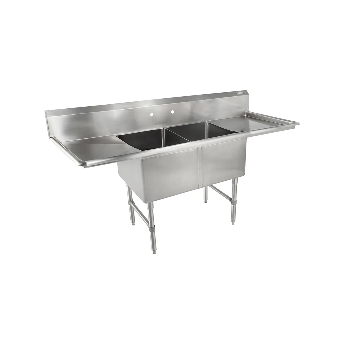 John Boos 2B184-2D18-X 75" Two Compartment Sink, 18"W x 18"L Bowl With 2 Drainboards