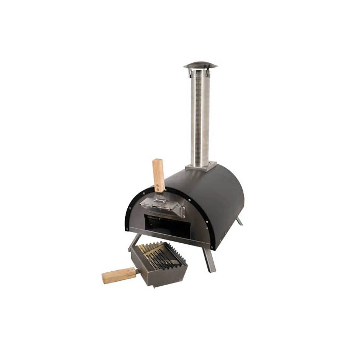 Omcan USA 44432 Wood / Coal / Gas Fired Pizza Oven w/ Black Cover, Steel Construction