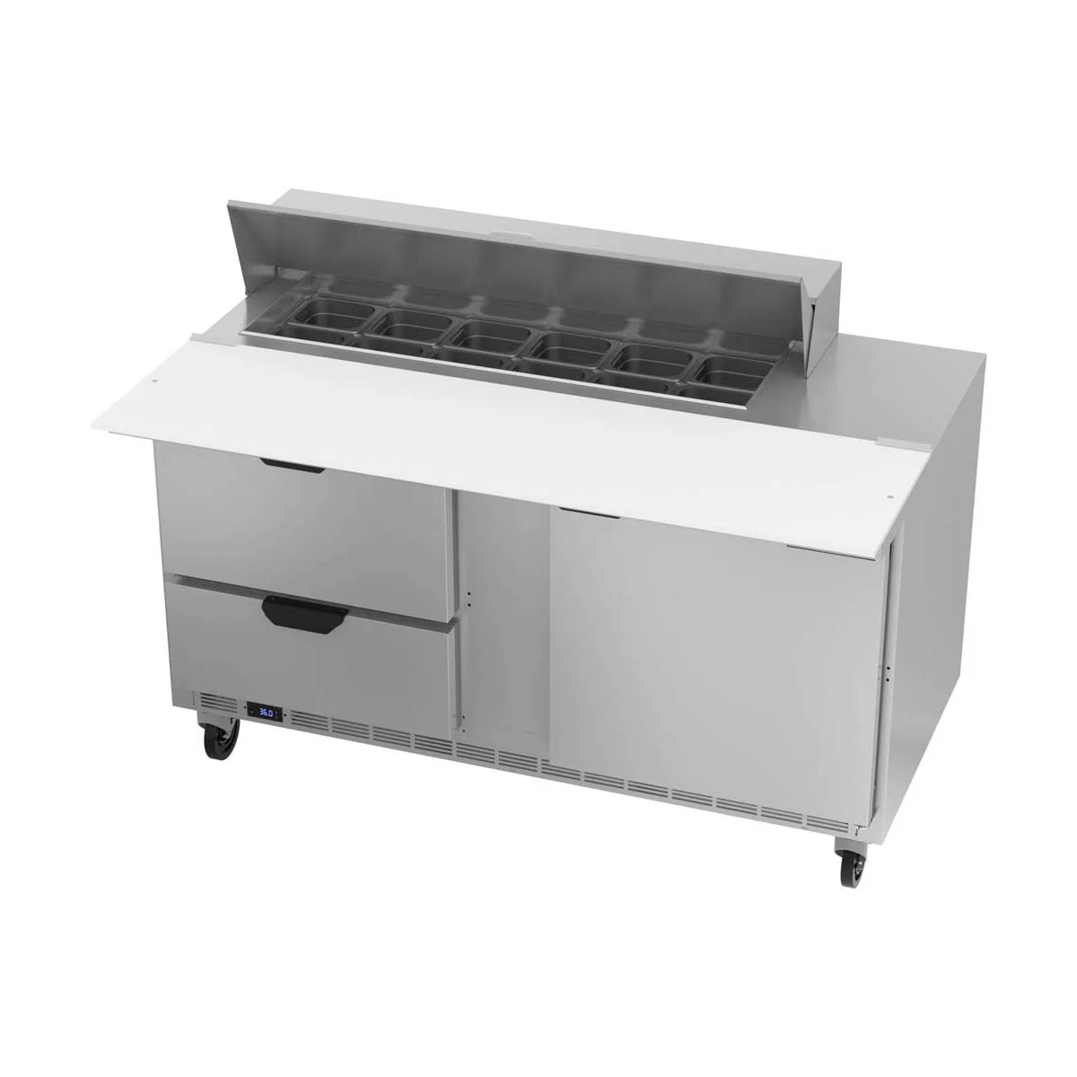 Beverage Air SPED60HC-12C-2 60" Two Section Sandwich/Salad Prep Table w/ 2 Drawers & 1 Door, 12 Pans.