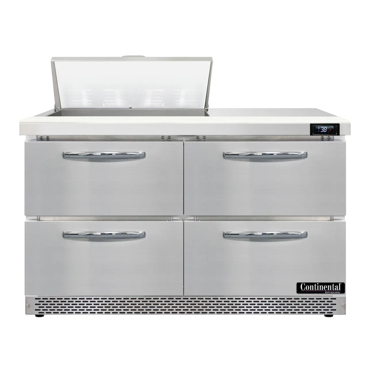 Continental Refrigerator D48N8-FB-D 48" Sandwich / Salad Prep Table w/ 4 Drawers, 8 Pans
