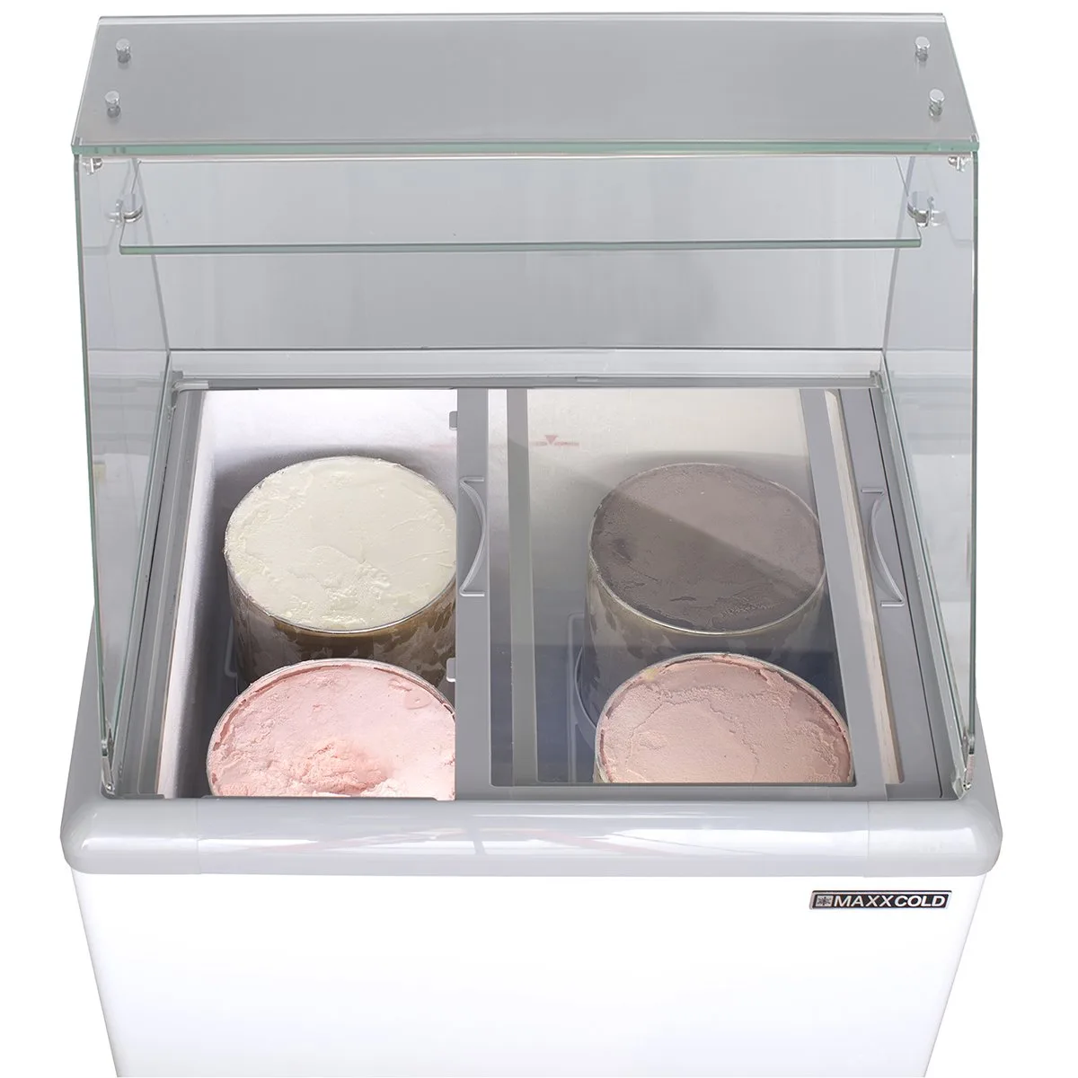 Maxx Cold MXDC-4 31" Ice Cream Dipping Cabinet w/ Curved Sneeze Guard