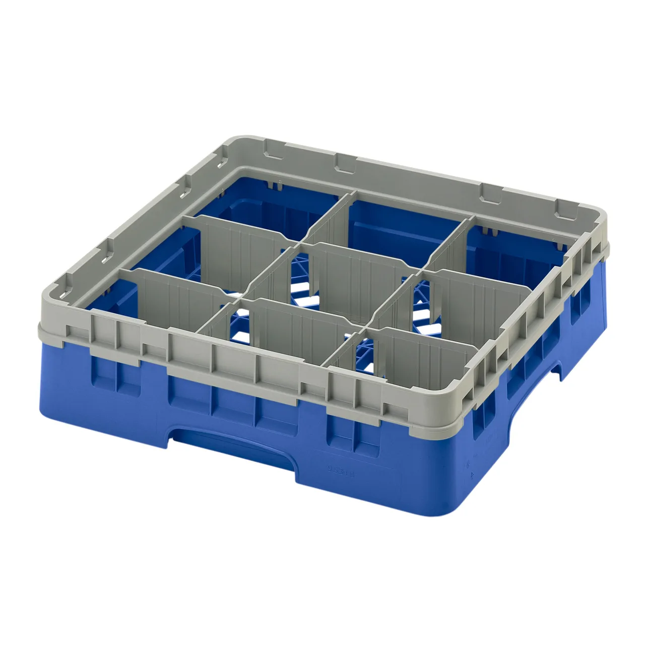Cambro 9S318168 Camrack Glass Rack, Blue, Full Size, 19-3/4 x 19-3/4, 9 Compartments, 5-7/8 Max Dia, HACCP Compliant