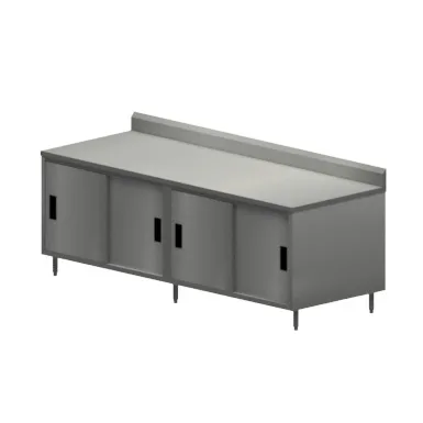 BK Resources CSTR5-3696S Cabinet Base with Sliding Doors Chef Table, 96"W x 36"D / Backsplash