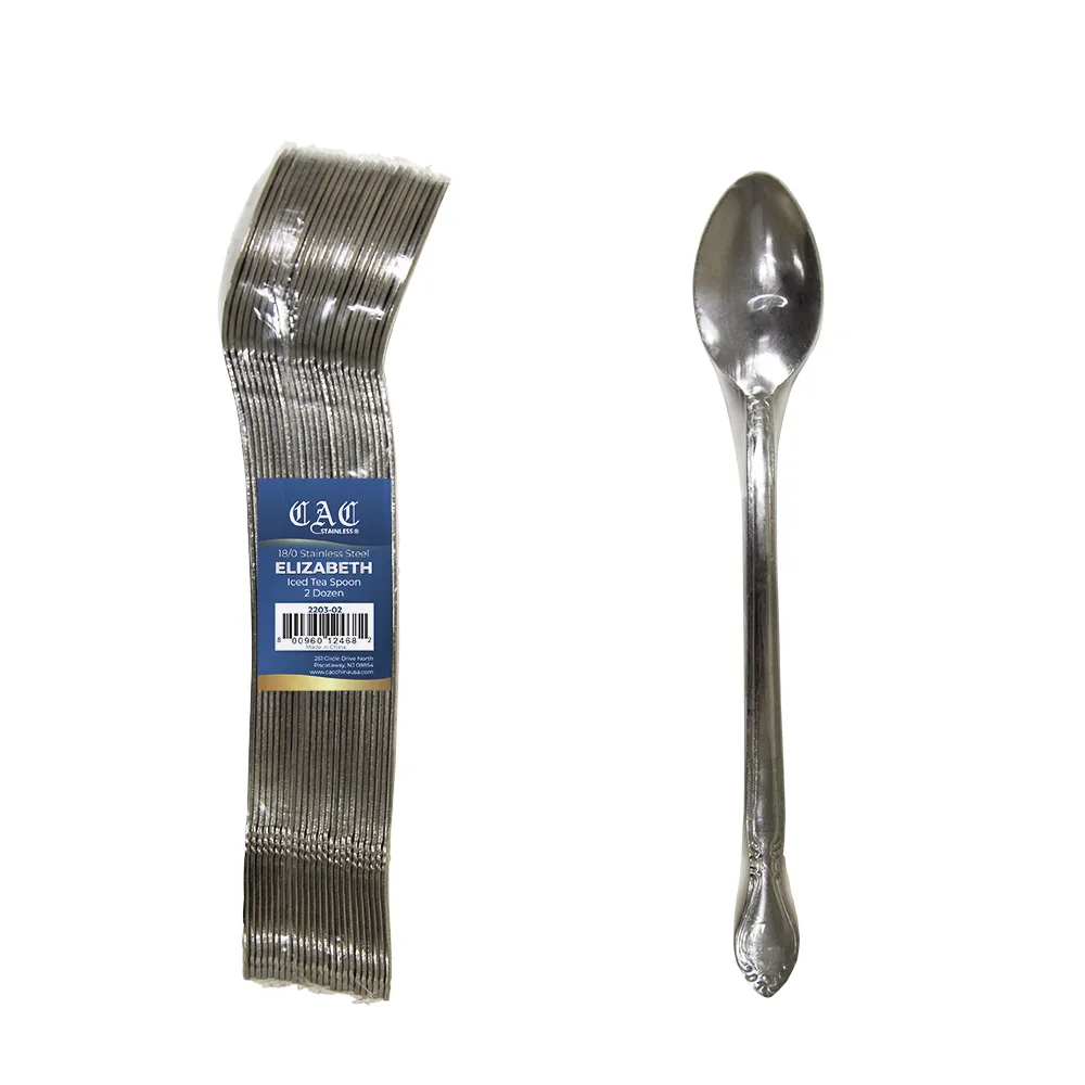 CAC China 2203-02 Iced Tea Spoon, 8" Length, 18/0 Stainless Steel Frost Finish - 1/Pack