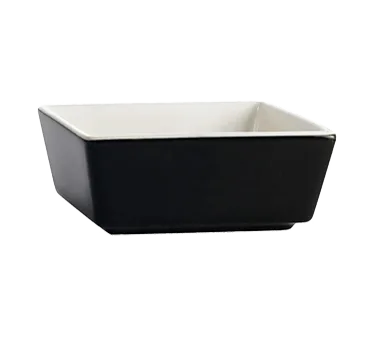 CAC China F-BW4-B/W Fortune Bowl 5oz, 3-1/2" Lx3-1/2" Wx1-5/8" H, Porcelain, Black/White - Dozen