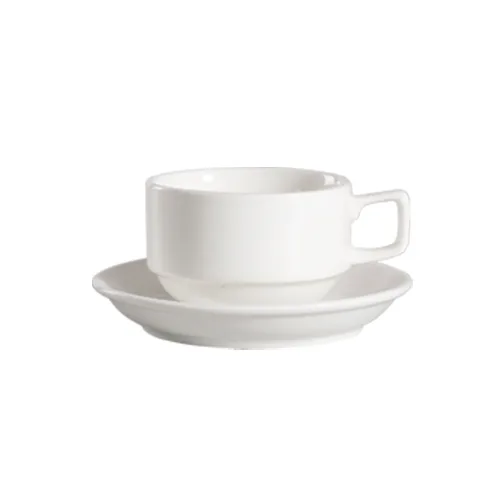 CAC China 101-1-S Lincoln Cup, 8 oz Bone White Porcelain, Stackable, Dishwasher Safe - 1 Dozen