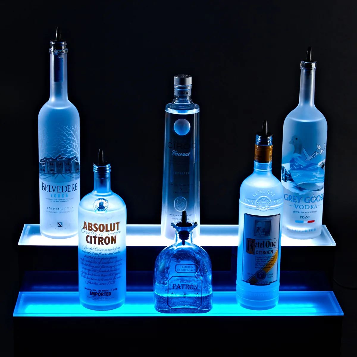 Krowne KR-2T24-R 24" Two Tier Lighted Countertop Liquor Display, 12 Bottles
