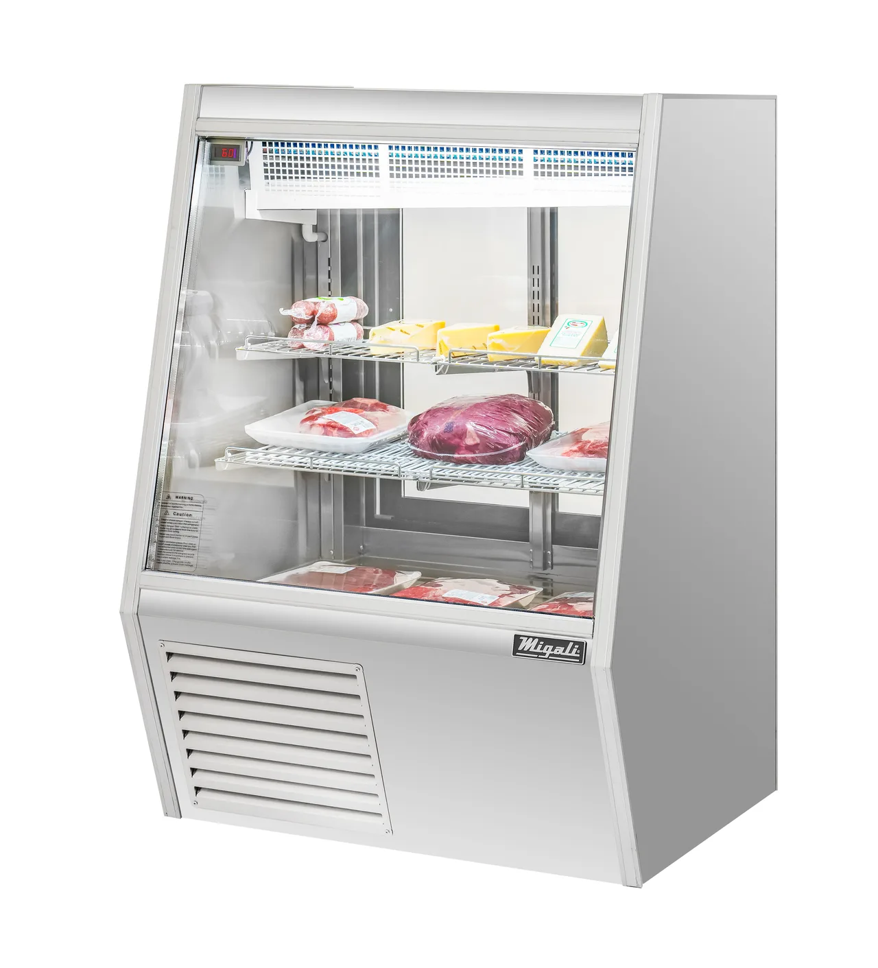 Migali C-DS-3 Deli Display Case 36.3"W x 55.4"H 16.5 Cu Ft Stainless Glass 2 Shelves LED Temp R290