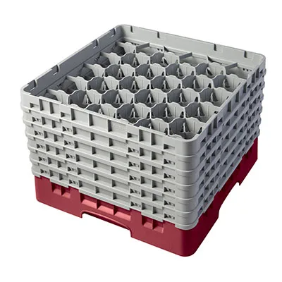 Cambro 30S1114416 Camrack Glass Rack, Full Size, 19-3/4" x 19-3/4", 30 Compartments, Cranberry Red, HACCP Compliant