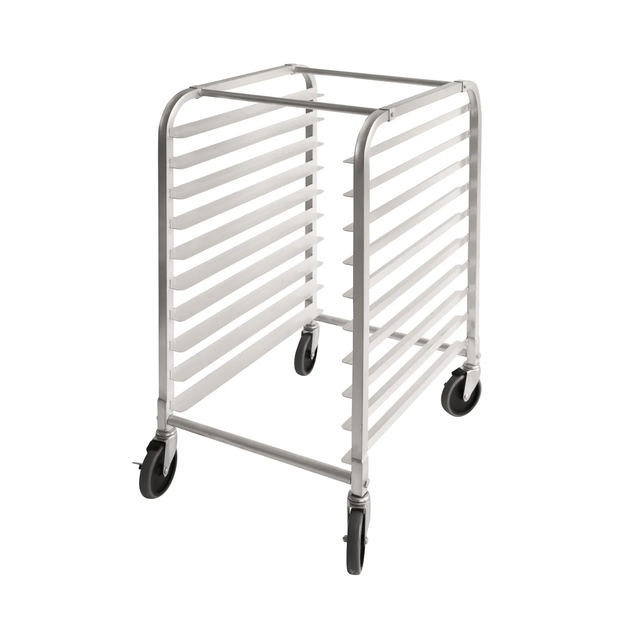 CAC China ASPR-10BK 10-Tier Aluminum Sheet Pan Rack Set, 26"L x 20"W x 38-1/2"H, Holds 10 Full-Size Sheet Pans, 4 Swivel Casters (2 with Brake), Knocked Down, NSF Certified