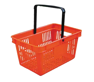 Omcan USA 21183 Shopping Basket – Red Plastic Body, Two Black Plastic Handles, 35 Lb