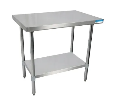 BK Resources SVT-3030 30" Open Base Work Table with Undershelf, Without Backsplash / 18 Gauge Top